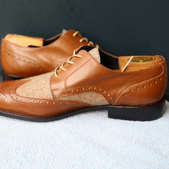 Paul Fredrick 8.5-M Cognac Spectator Oxford Mens Dress Shoes - Picture 8 of 14